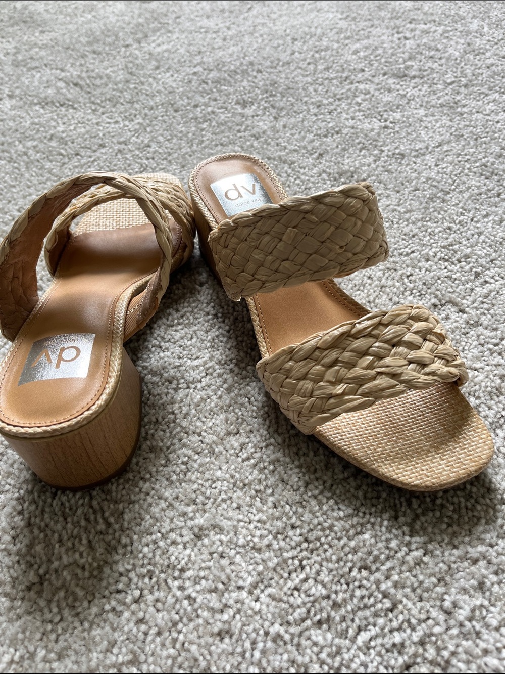DV by Dolce Vita Braided Tan Slide Sandals with Block Heel